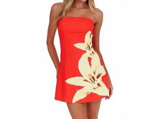 NEW ONE AND ONLY COLLECTIVE vibrant floral mini dress in tomato red